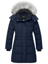 ZSHOW ZSHOW Girls' Long Winter Parka Coat Fleece Puffer Jacket with Detachable Hood Navy 6/7 