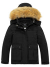 ZSHOW ZSHOW Girls' Waterproof Ski Jacket Warm Fleece Lined Thick Padded Winter Coat Black 6/7 