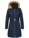 Wantdo Women's Winter Puffer Jacket Mid Length Warm with Faux Fur Hood Acadia 28 Dark Blue S 