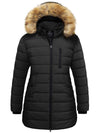 Women's Plus Size Puffer Coat Warm Winter Parka Jacket with Removable Fur Hood Recycled Polyester Fabric