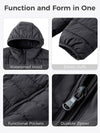 Men's Big and Tall Lightweight Puffer Jacket Plus Size Quilted Warm Winter Coat with Hood Recycled Fabric