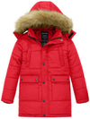 Wantdo Boy's Mid-Long Warm Winter Coat Quilted Fleece Lined Puffer Jacket Red 6/7 