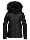 Skieer Skieer Women's Ski Jacket Waterproof Warm Puffer Jacket Thick Hooded Winter Coat Black XX-Large 