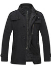 Wantdo Men's Wool Blend Pea Coat Winter Jackets Black thick S 