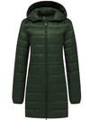 Wantdo Women's Long Puffer Coat Lightweight Packable Down Jacket With Hood ThermoLite Long Army Green S 