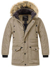 ZSHOW ZSHOW Boy's Active Hooded Puffer Jacket Padded Winter Mid-Long Thicken Outwear Khaki 6/7 