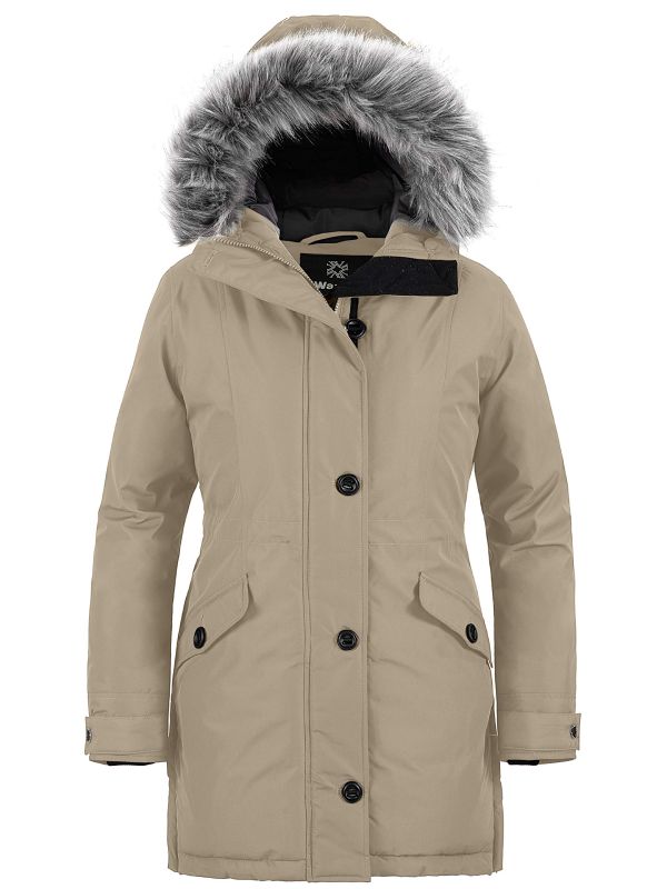 Women's Warm Winter Coat Waterproof Parka Long Puffer Jacket with Faux
