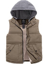Wantdo Men's Winter Puffer Vest Quilted Padded Winter Sleeveless Jacket Brown S 