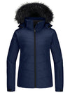 Skieer Skieer Women's Ski Jacket Waterproof Warm Puffer Jacket Thick Hooded Winter Coat Navy Large 